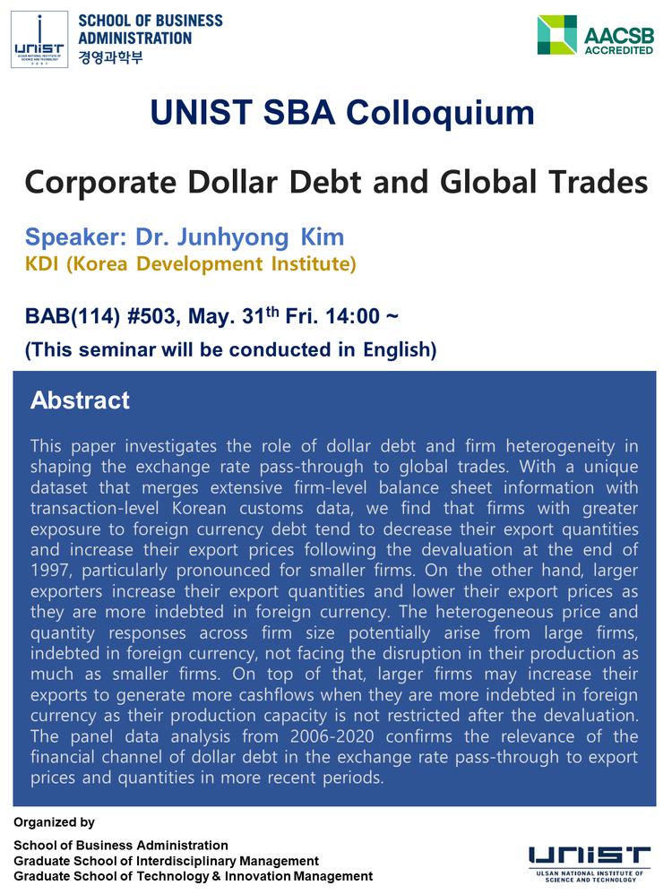 [2024 SBA Colloquium Series] Corporate Dollar Debt and Global Trades