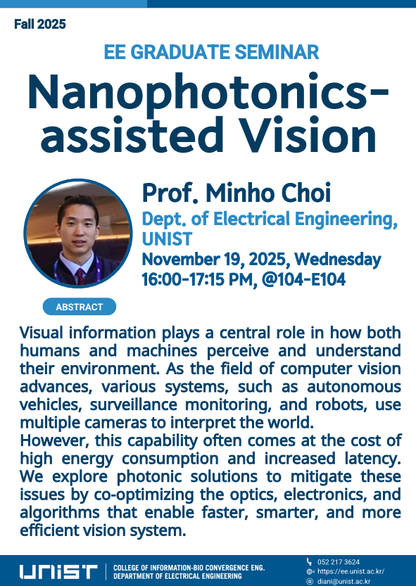 EE Graduate Seminar(Nanophotonics-assisted Vision)