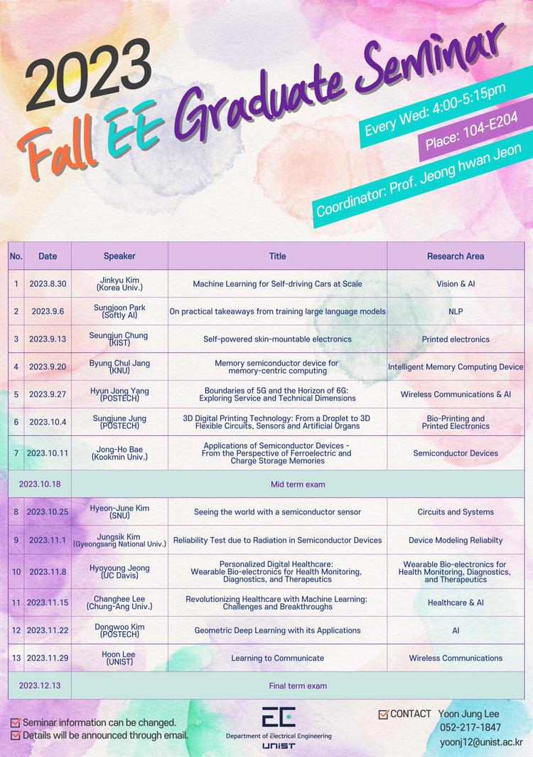 EE Graduate Seminar(Geometric Deep Learning with its Applications)