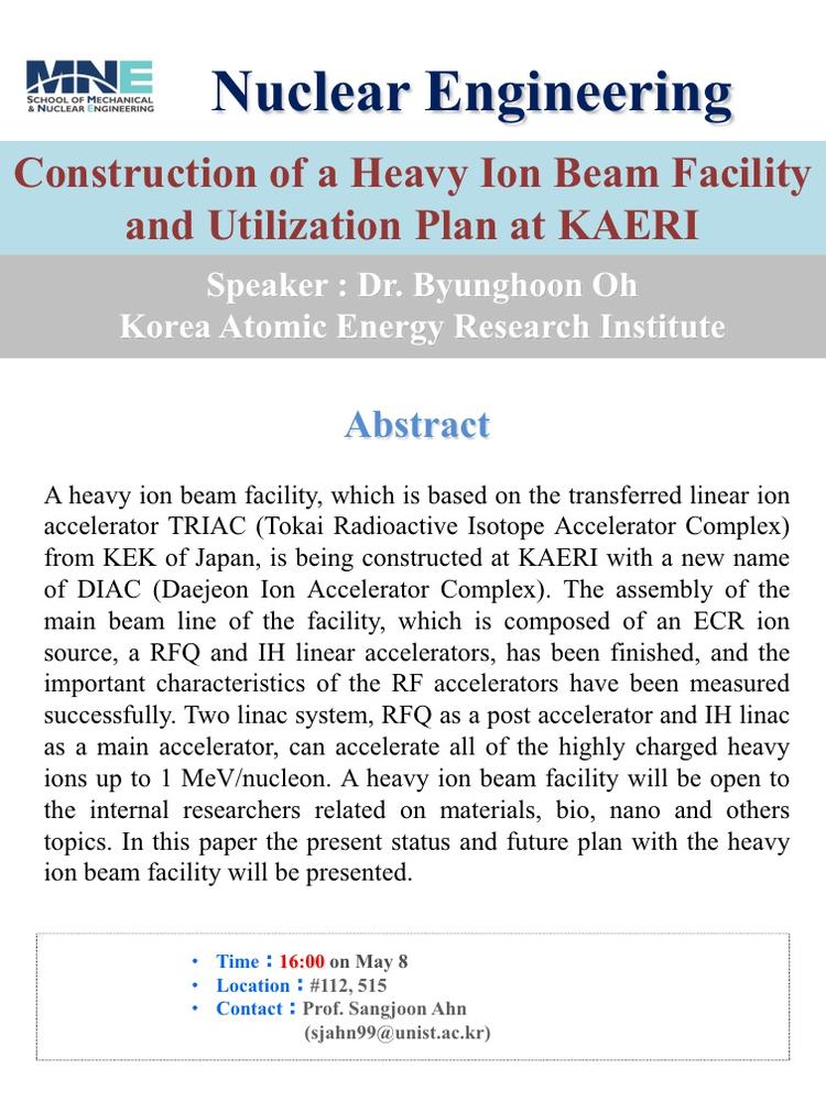 [NUE] Construction of a Heavy Ion Beam Facility and Untilization Plan at KAERI