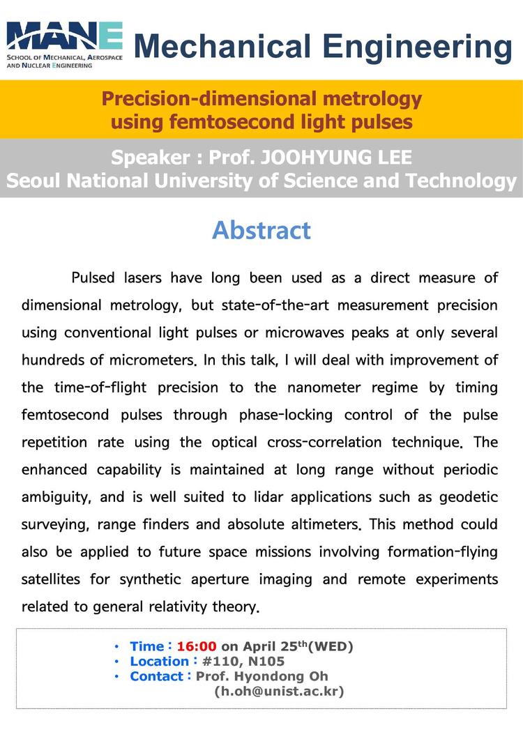 ［MEN］Precision-dimensional metrologyusing femtosecond light pulses