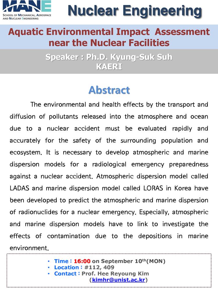 ［NUE］Aquatic Environmental Impact Assessment near the Nuclear Facilities