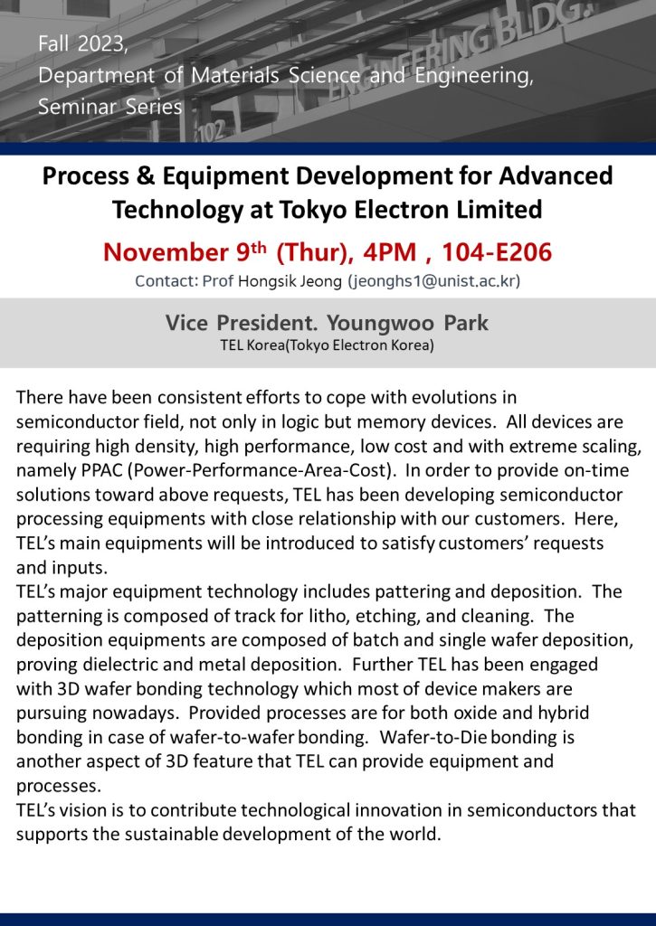 Process & Equipment Development for Advanced Technology at Tokyo Electron Limited