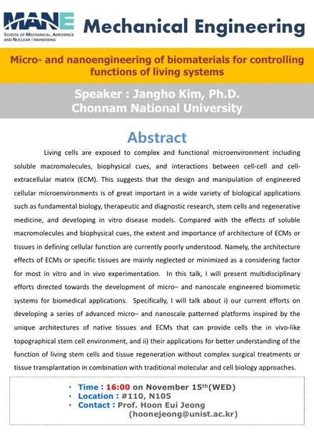 [MEN] Micro- and Nanoengineering of Biomaterials for Controlling Functions of ...