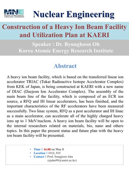 [NUE] Construction of a Heavy Ion Beam Facility and Untilization Plan at KAERI
